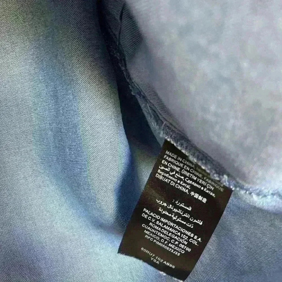 Bebe Chambray Floral Shoulder Embroidered Crop Top - Picture 6 of 6